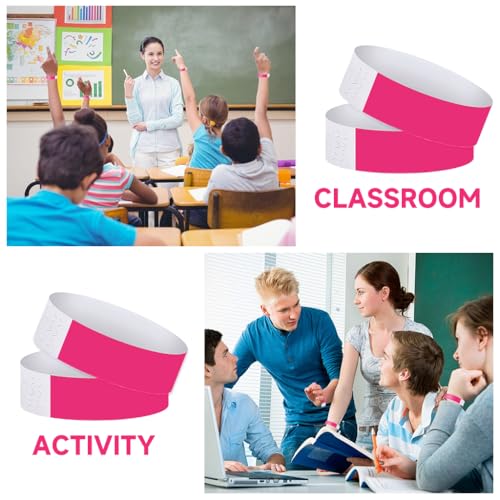 HASTHIP® 300 PCS Paper Wristbands Arm Bands for Events Neon Lightweight Colored Concert Party Waterproof Hand Band Rose Red HASTHIP® 300 PCS Paper Wristbands Arm Bands for Events Neon Lightweight Colored Concert Party Waterproof Hand Band Rose Red